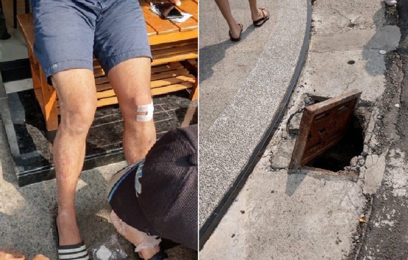 高雄再傳 怪獸水溝蓋 傷人 里長怒 5日前已通報市府但未修 地方